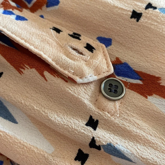 Anthropologie DOLAN Wanderlust Shift Dress Aztec Print RollTab Sleeve Size Large - Picture 10 of 10